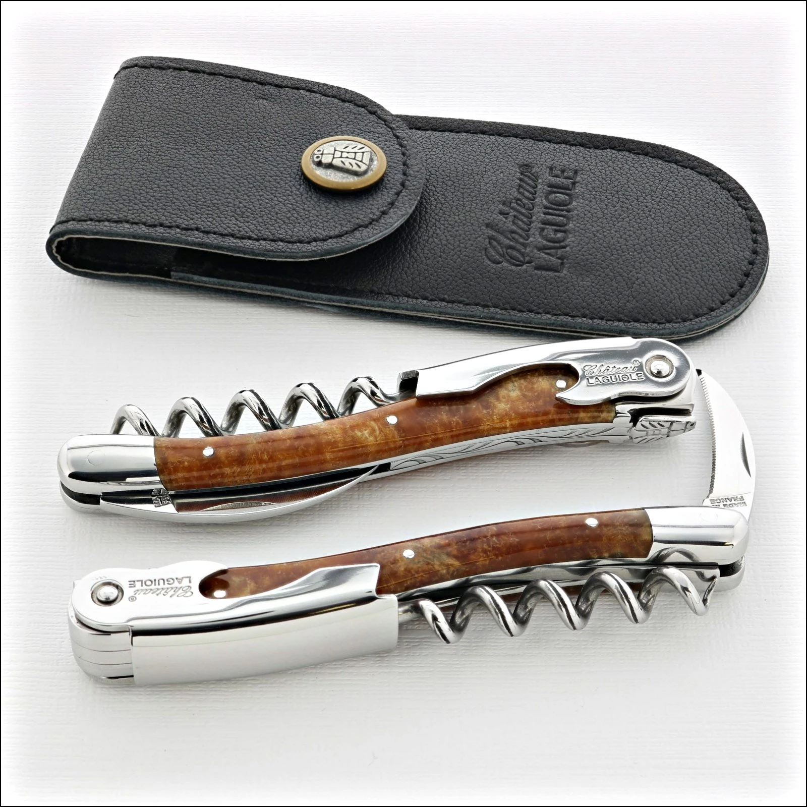 Château LAGUIOLE corkscrew Classic Ambonya burl wood