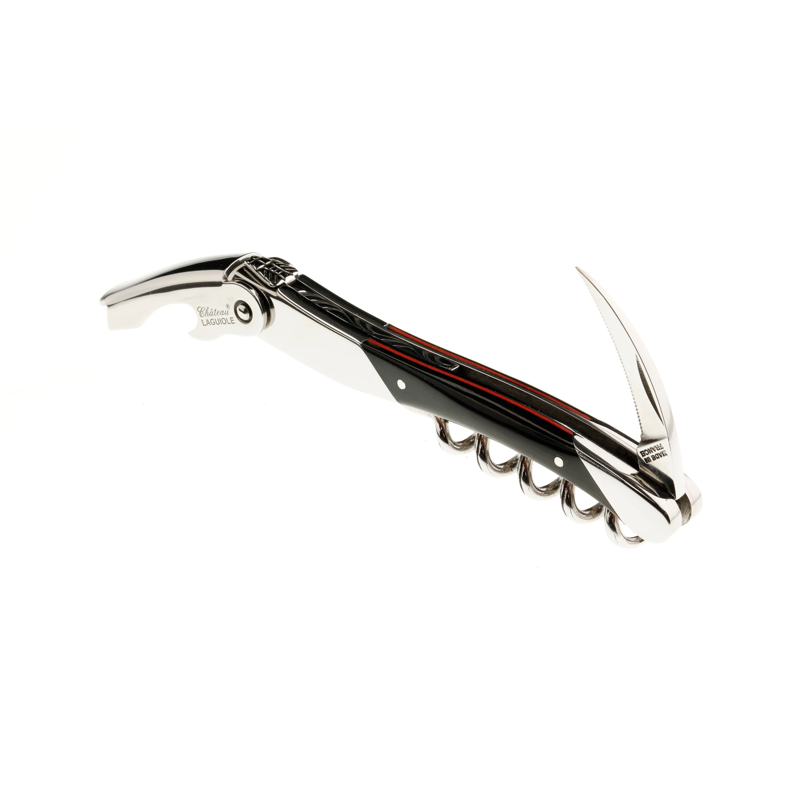 Château LAGUIOLE corkscrew Edge Black Horn and red brace