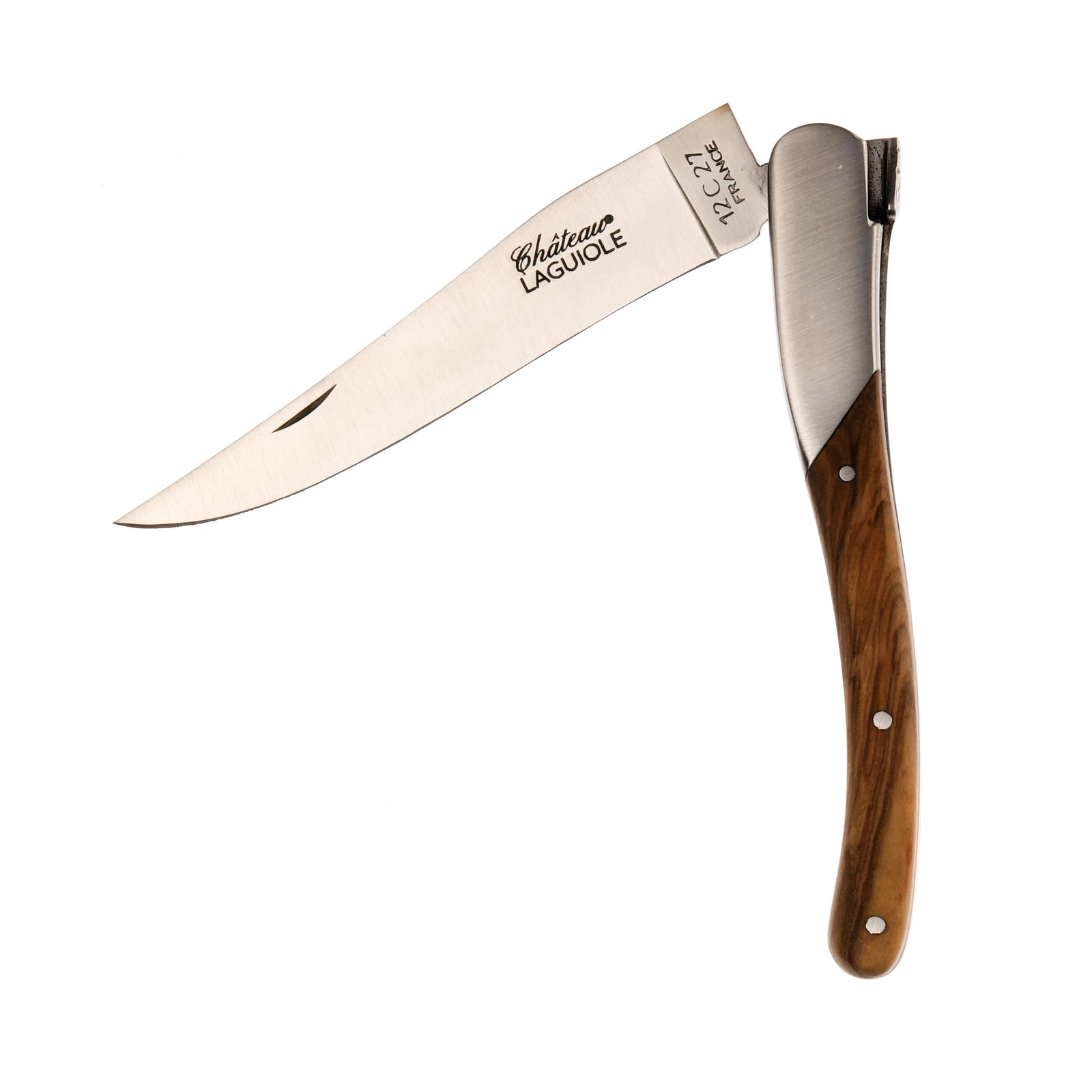 Château LAGUIOLE Signature Folding knife front top bolster Olive wood