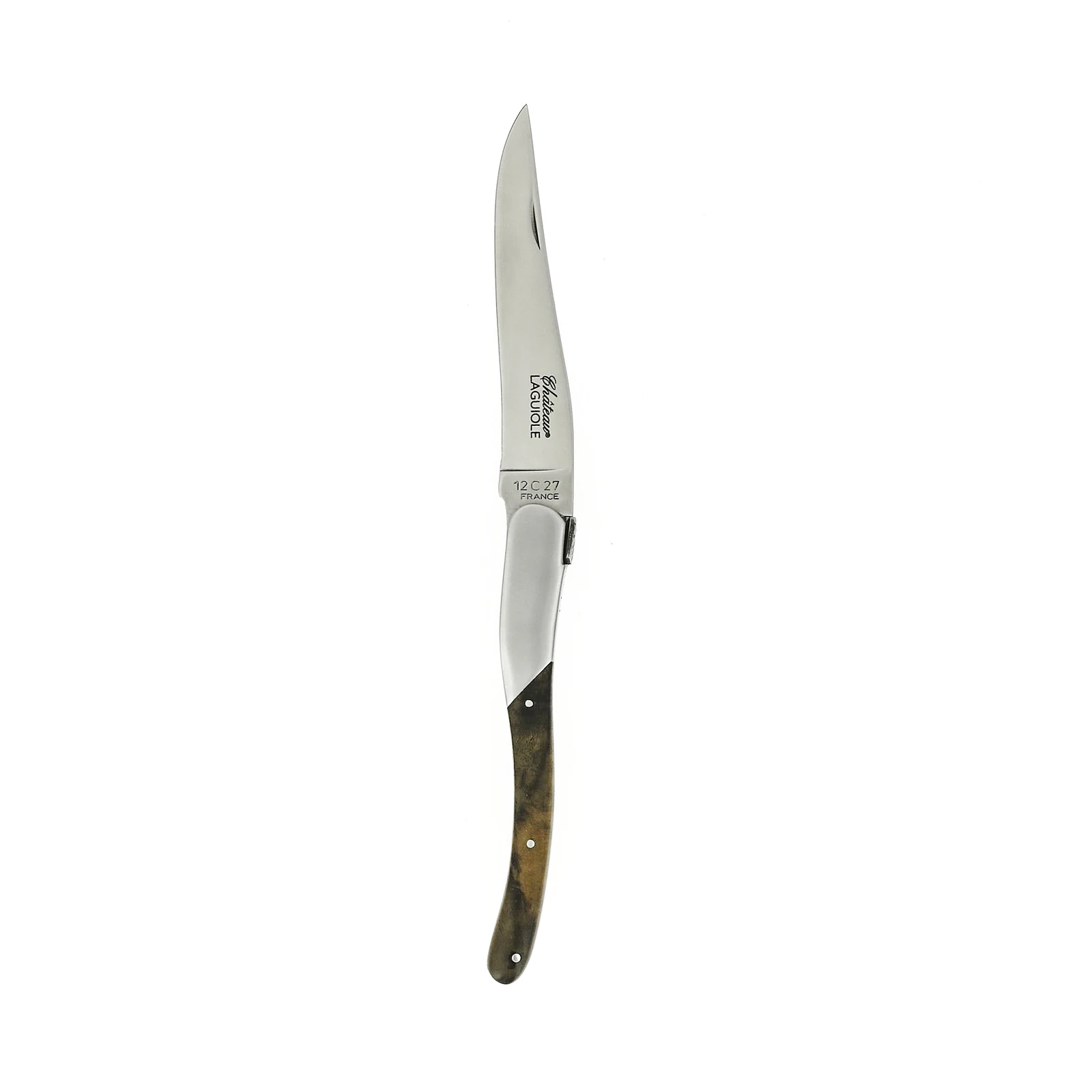 Château LAGUIOLE Signature Folding knife front top bolster Briar wood