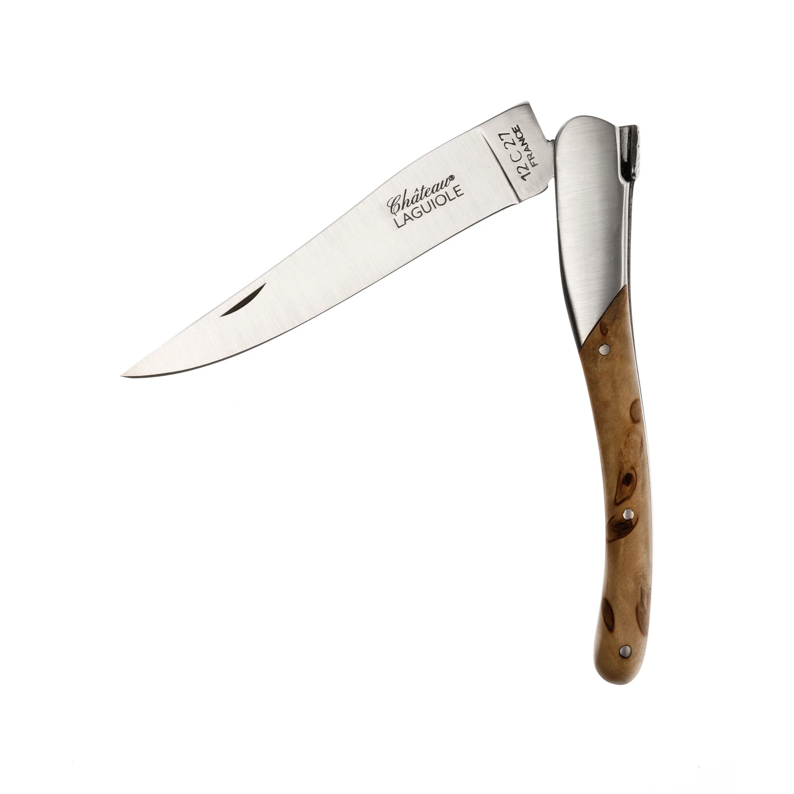 Château LAGUIOLE Signature Folding knife front top bolster Norvegian Birch wood