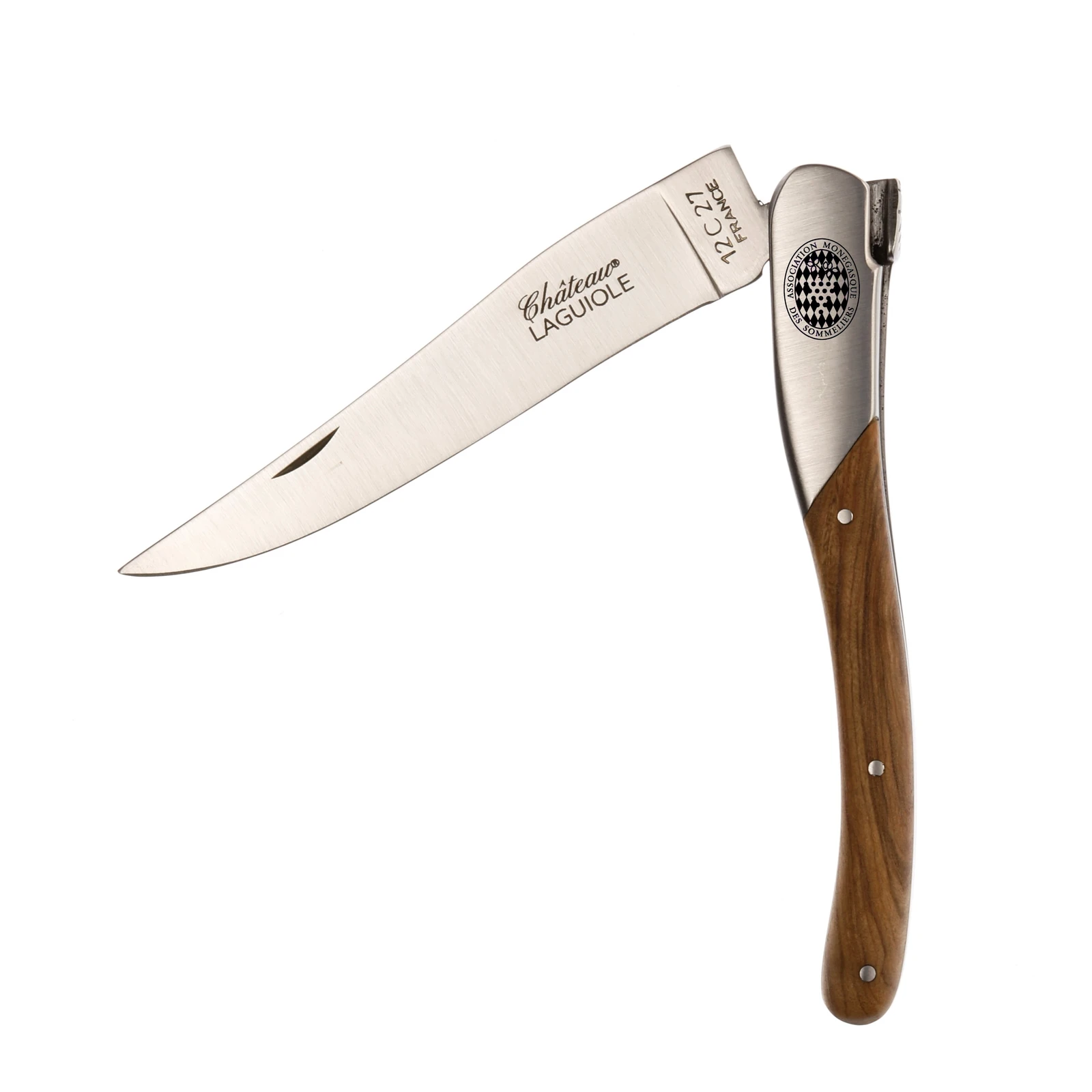Château LAGUIOLE Signature Folding knife front top bolster Monaco Olive wood