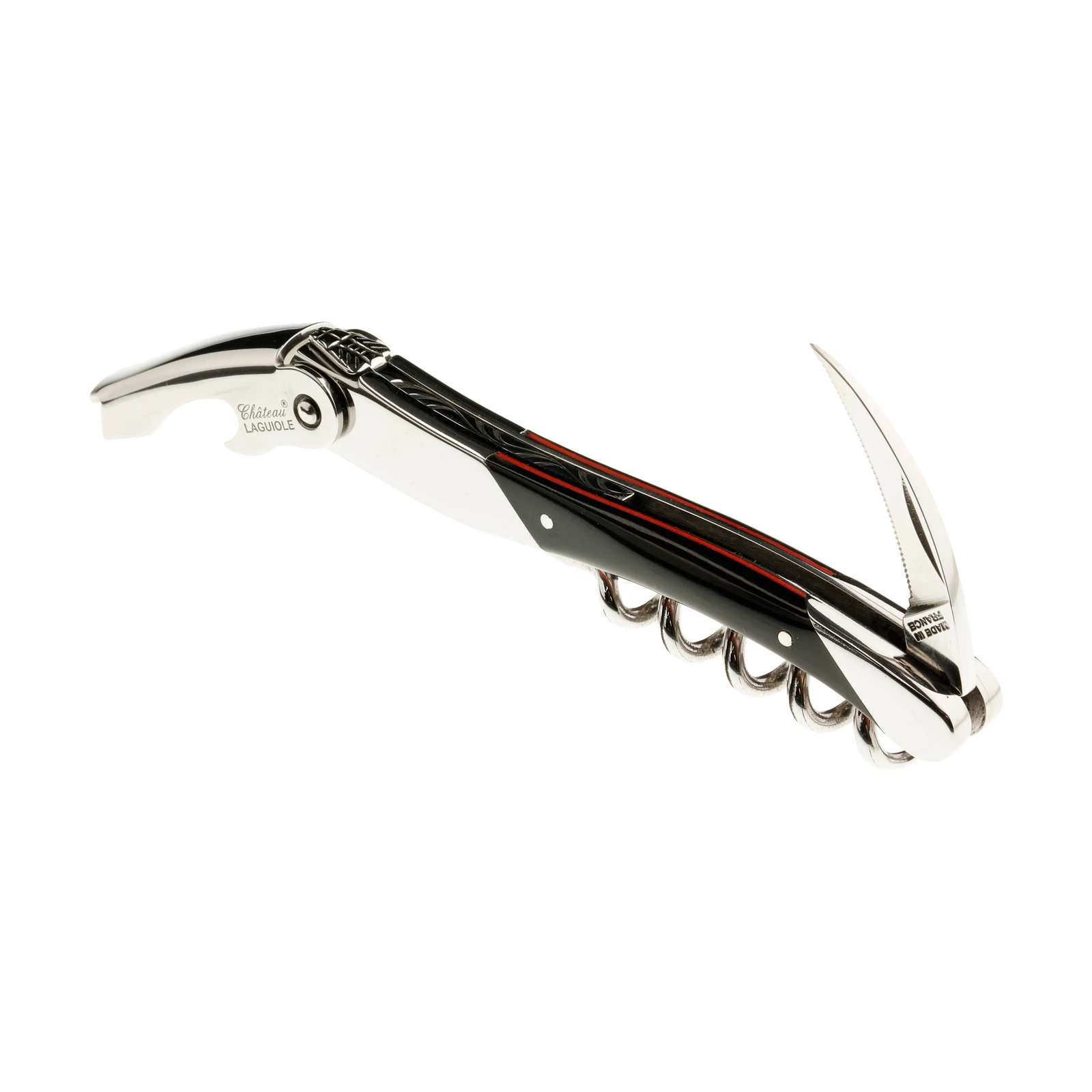 Château LAGUIOLE corkscrew Edge Black Horn and red brace — 3