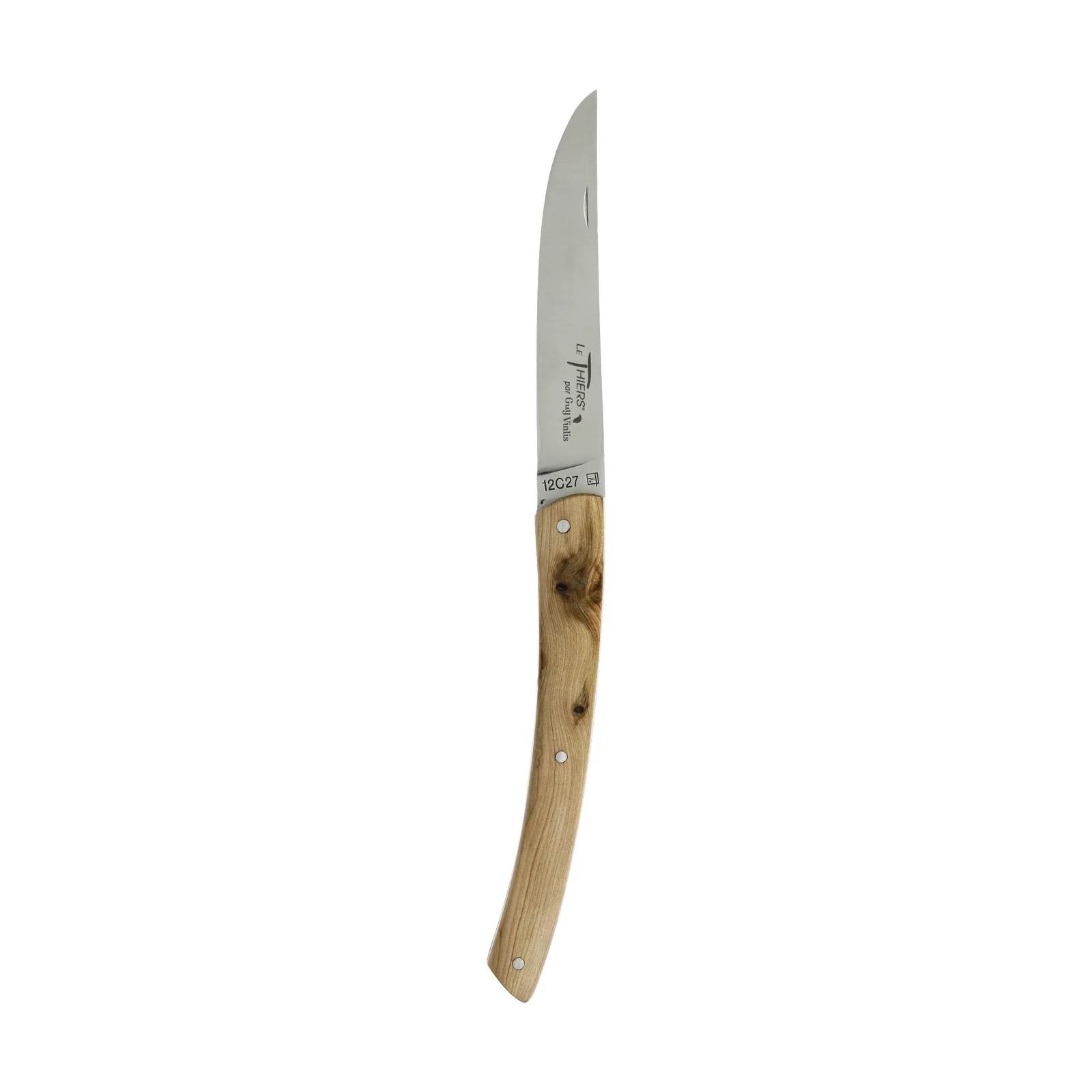 Guy Vialis Le Thiers Folding knife brushed, Cade wood, front top bolster, without corkscrew, 12 cm handle