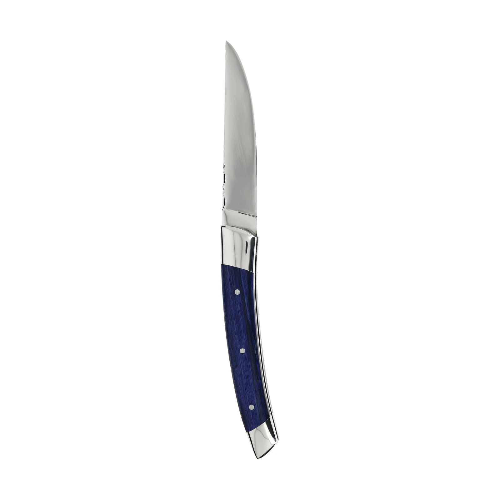 Guy Vialis Le Thiers Folding knife brushed, blue stabilized Beech wood, two bolsters, with corkscrew, 11 cm handle — 3