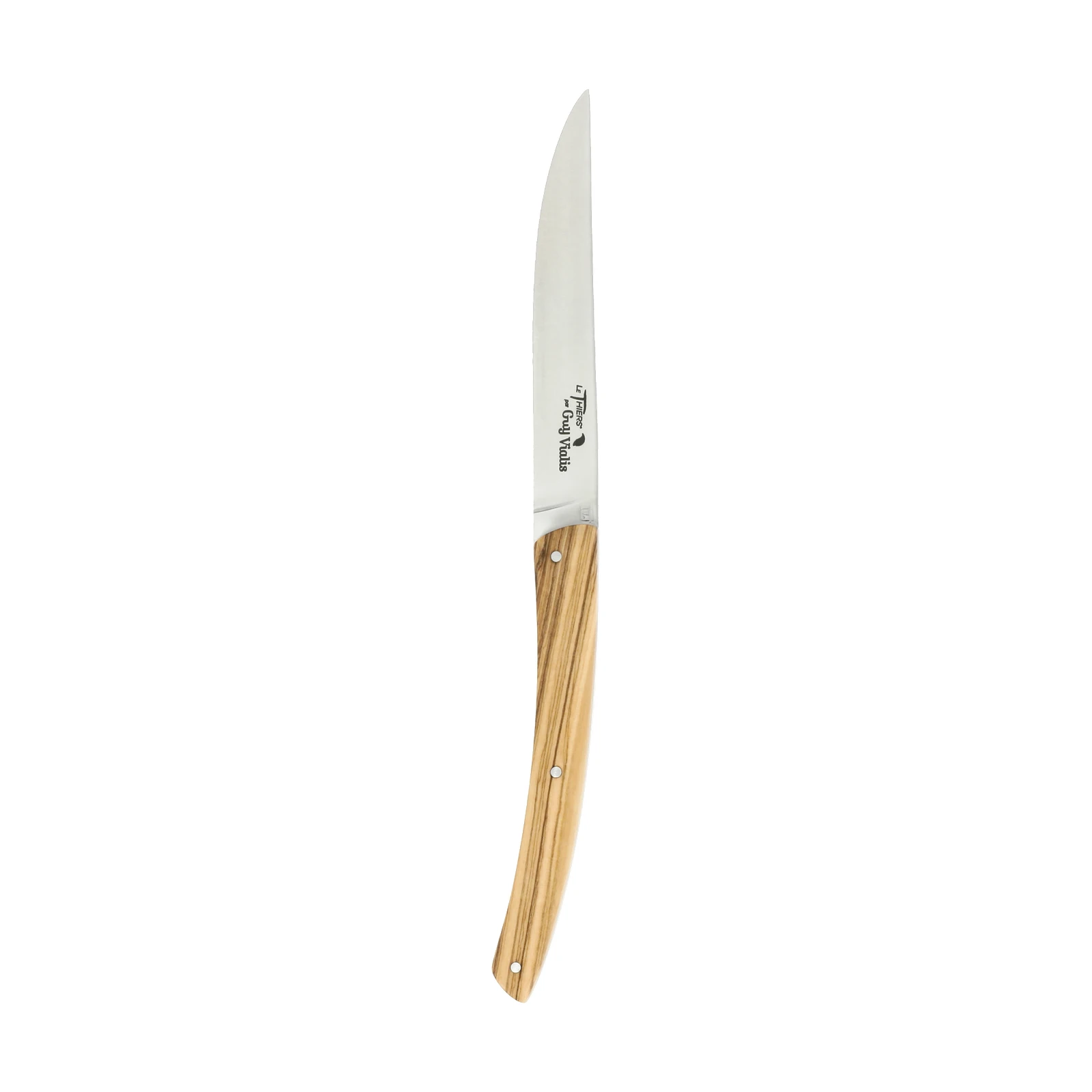 Guy Vialis Le Thiers Folding knife brushed, Olive wood, full handle, without corkscrew, 11 cm handle