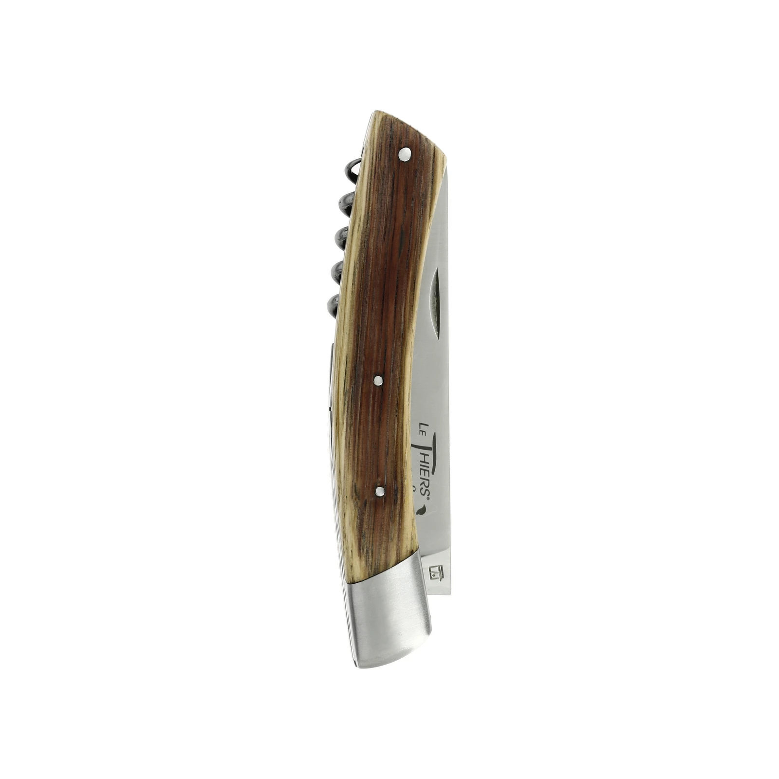 Guy Vialis Le Thiers　フォールディングナイフ　オーク樽材　シングルボルスター　コルクスクリュー付き　柄11cm　ブラッシュ仕上げ — 2