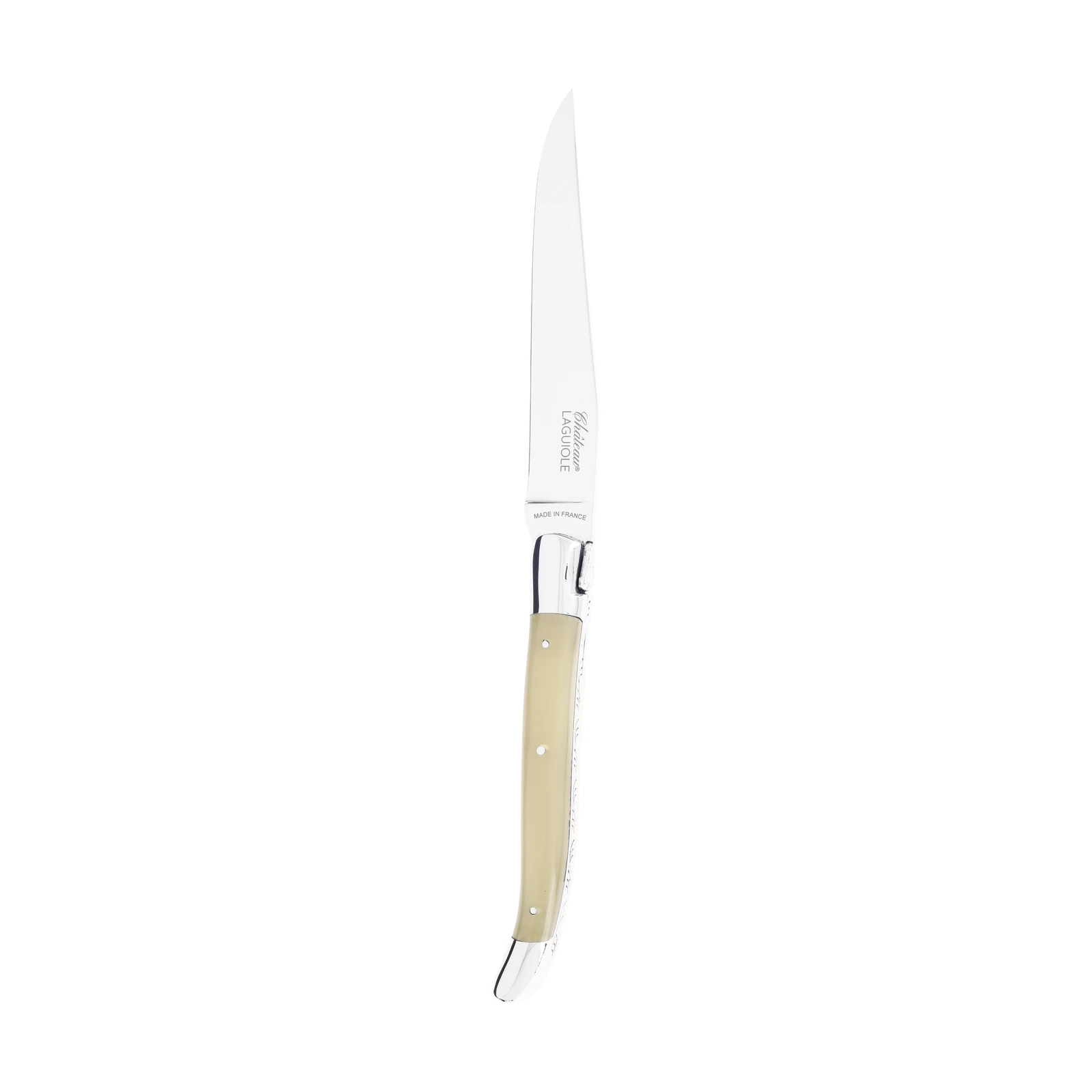 Château LAGUIOLE Heritage Steak knife two bolsters White Horn