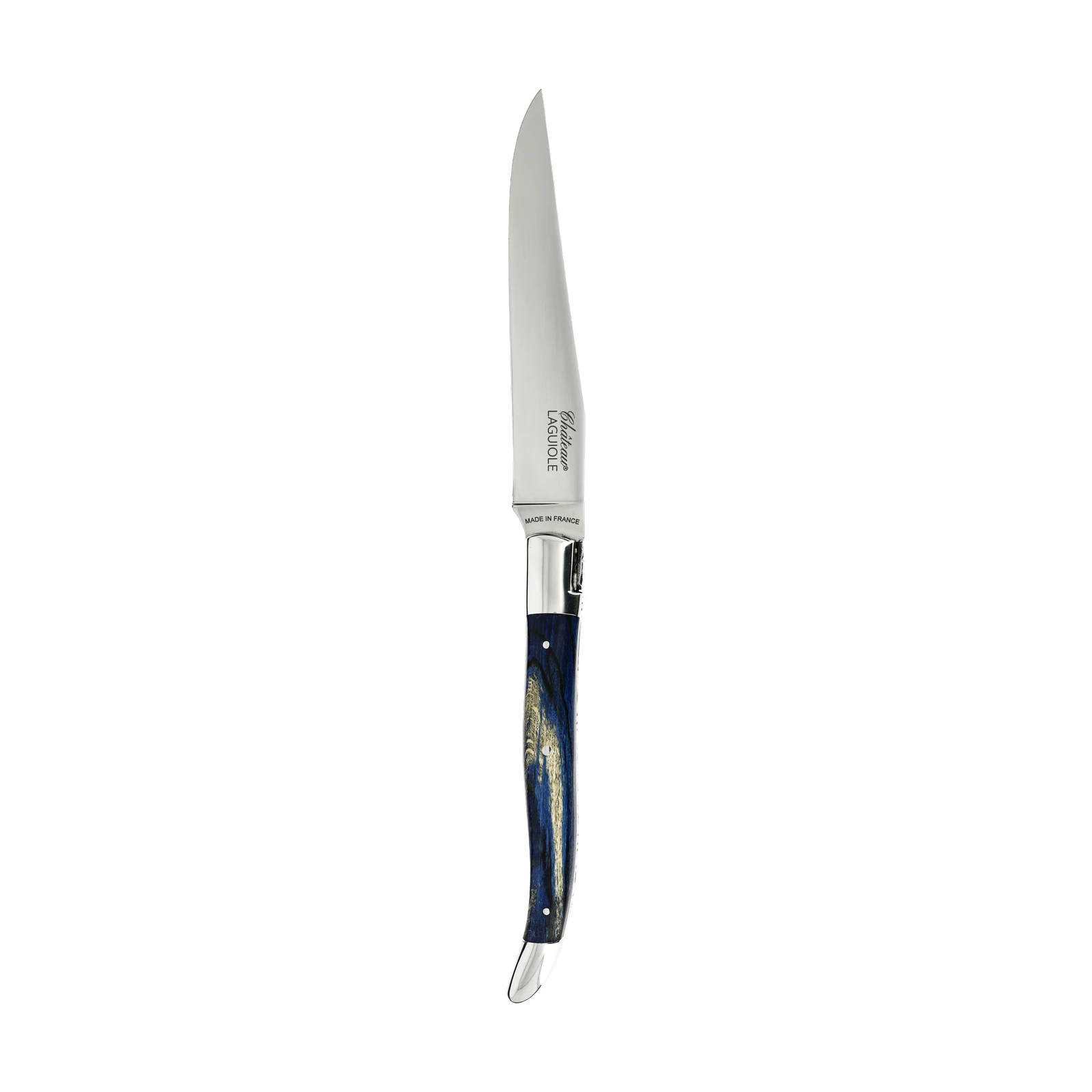 Château LAGUIOLE Heritage Steak knife two bolsters Blue stabilized beech wood