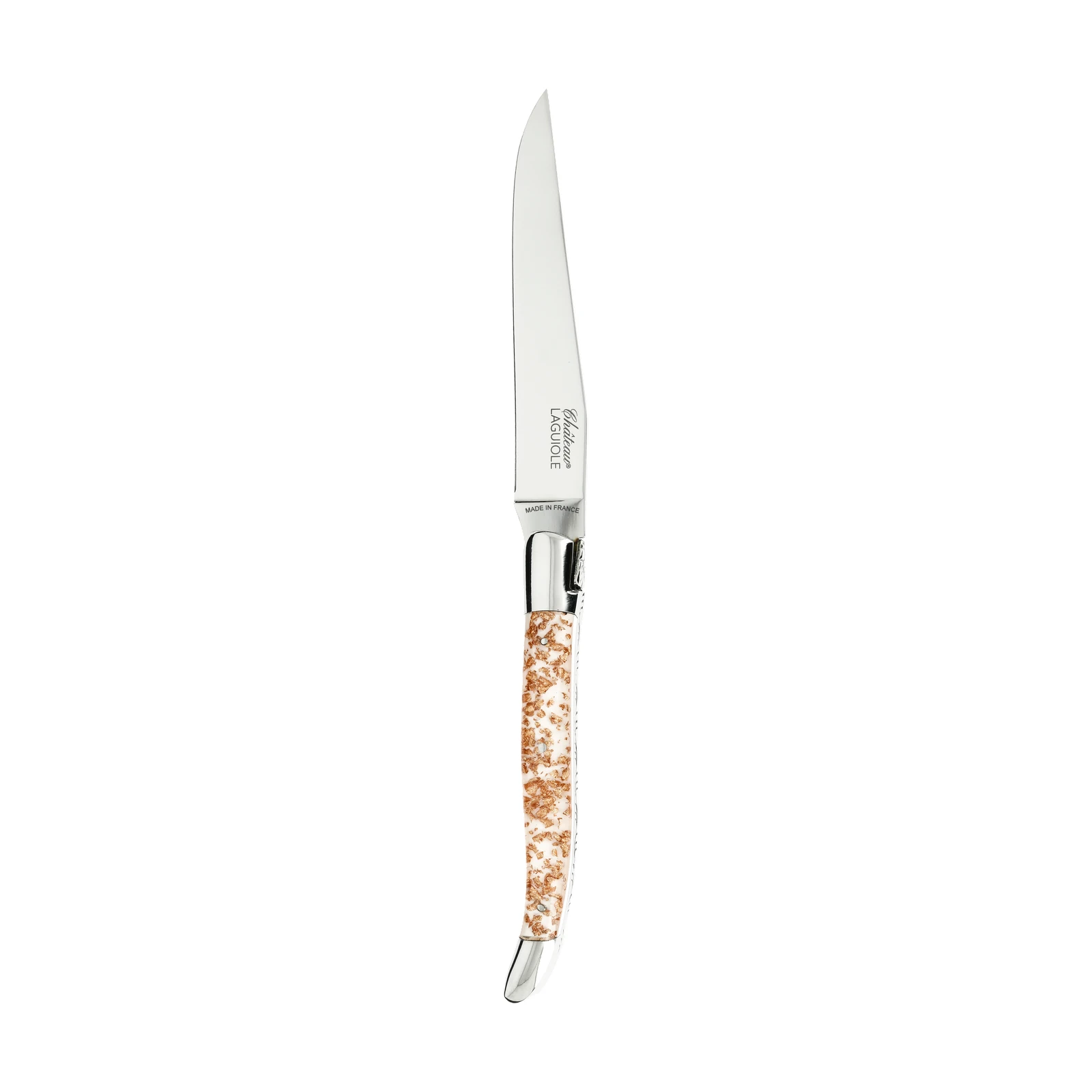 Château LAGUIOLE Heritage Steak knife two bolsters Cuprum white resin