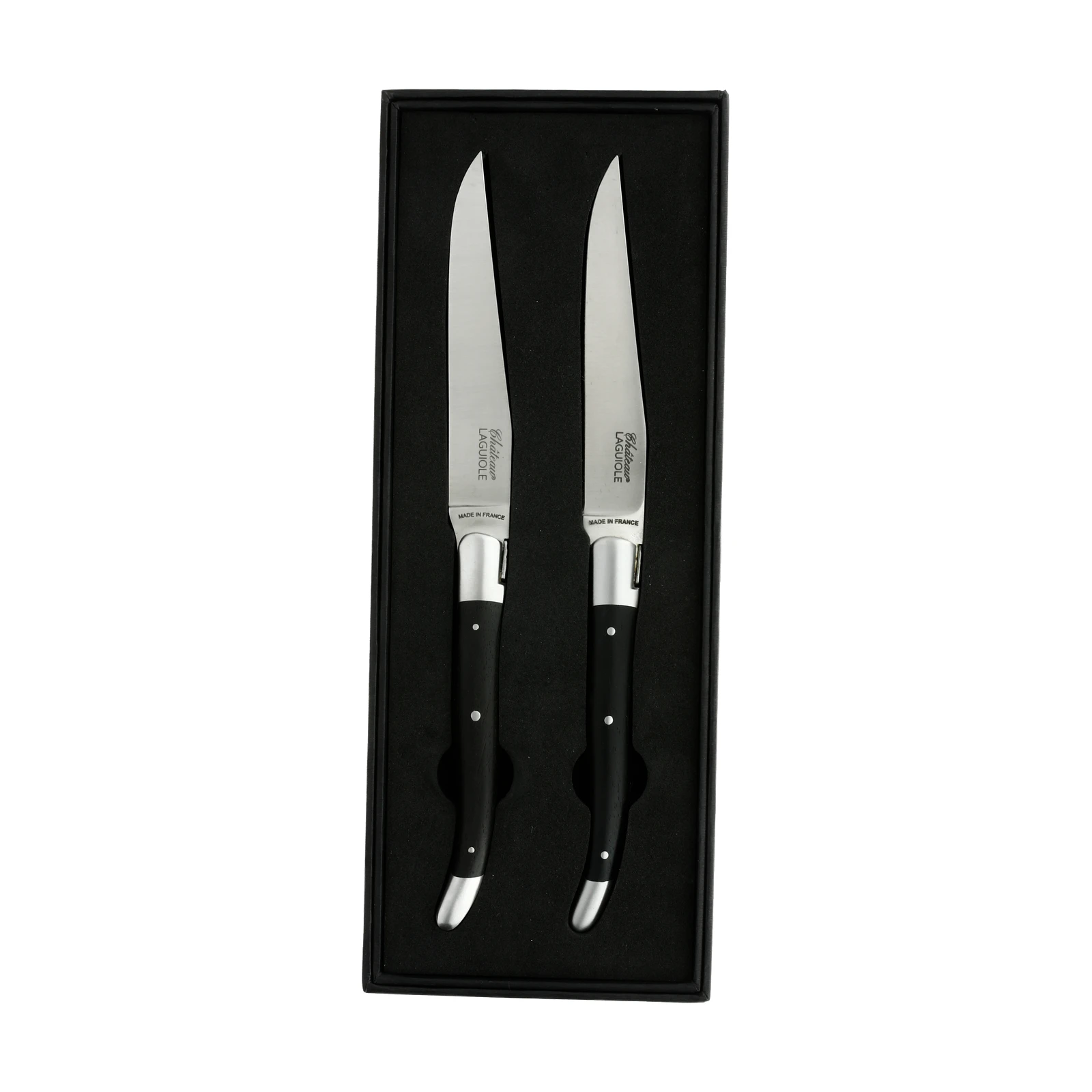 Château LAGUIOLE Heritage 테이블 나이프 2 볼스터 에보니 우드 (브러시드 피니시) — 5