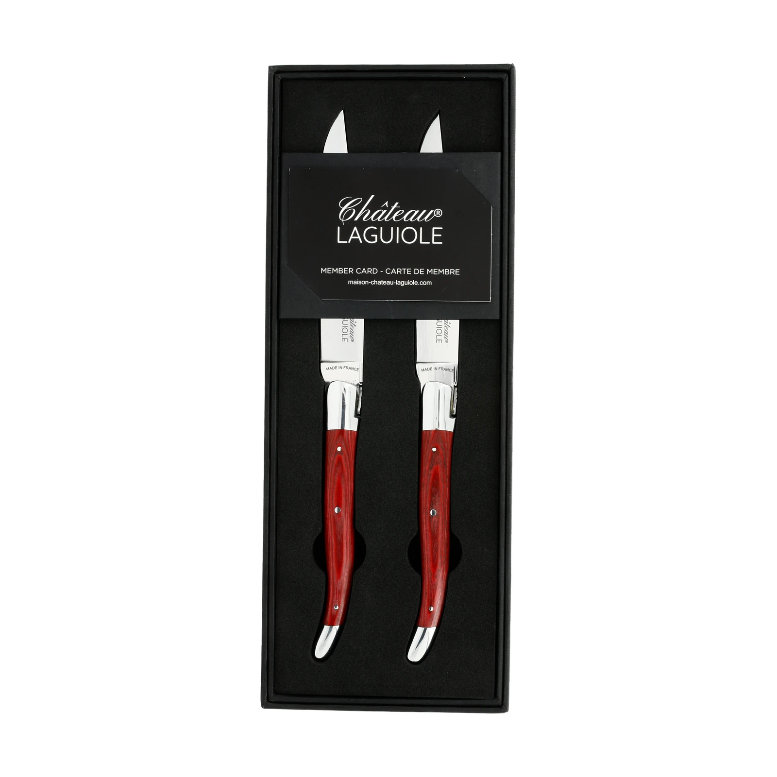 Château LAGUIOLE Heritage 테이블 나이프 2 볼스터 레드 스태미나 (미러 피니시) — 6