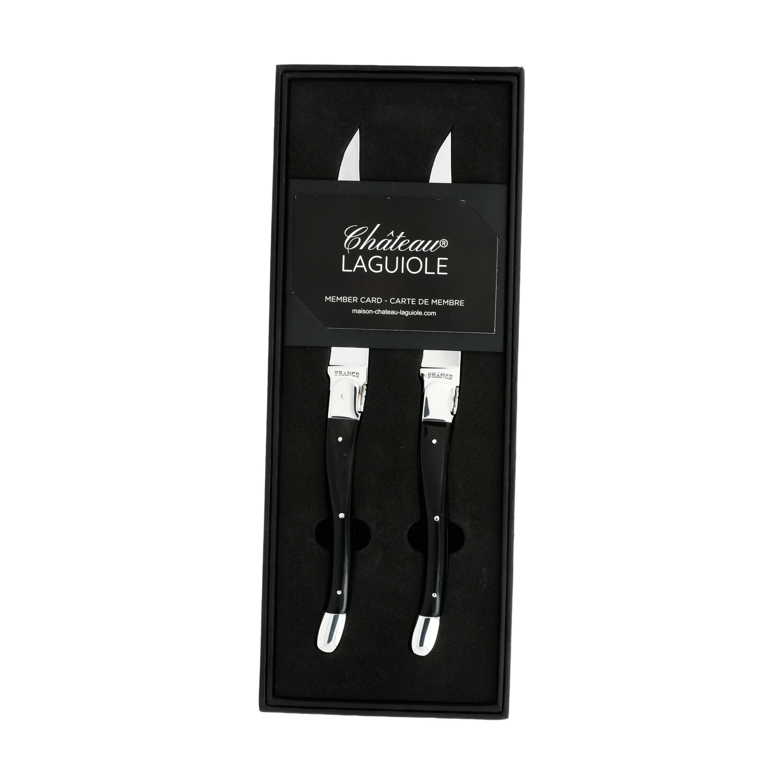 Château LAGUIOLE Signature 双钢头餐刀 黑牛角 — 6